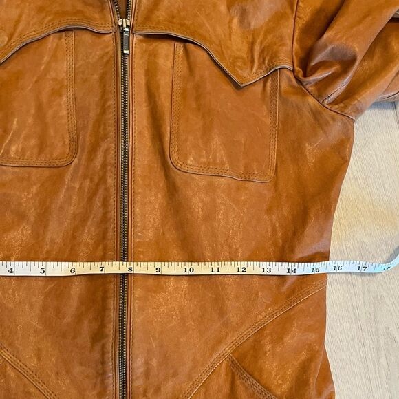 Vintage leather jacket fitted camel colour - Picture 12 of 13